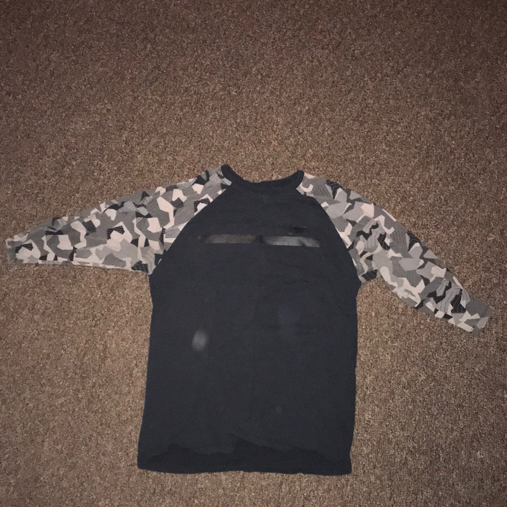 Nike Black and Grey Camo baseball Tee